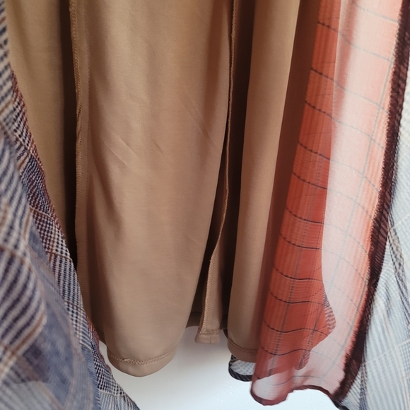 Eva Franco, Anushca Lightweight Plaid & Pleated A Line Dress,Brick/Navy, Size 10 - Picture 7 of 9